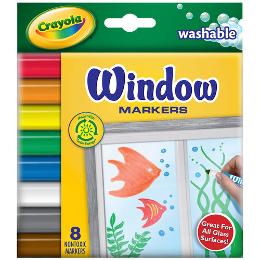 Crayola - Art Markers Washable Window FX Markers, Conical Tip, Assorted Colors, 8/Pack